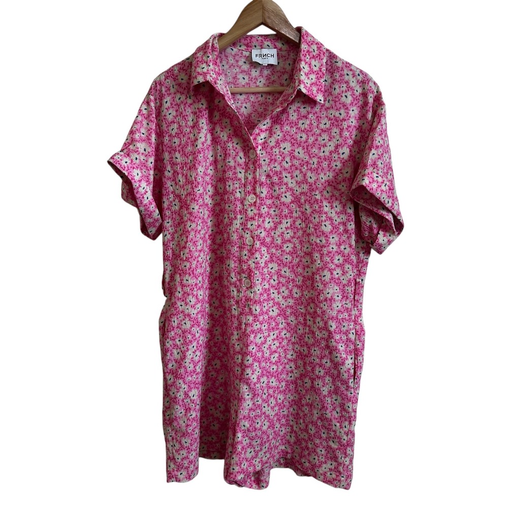 FRNCH Paris Floral Print romper Short Sleeve Pink Casual Size M